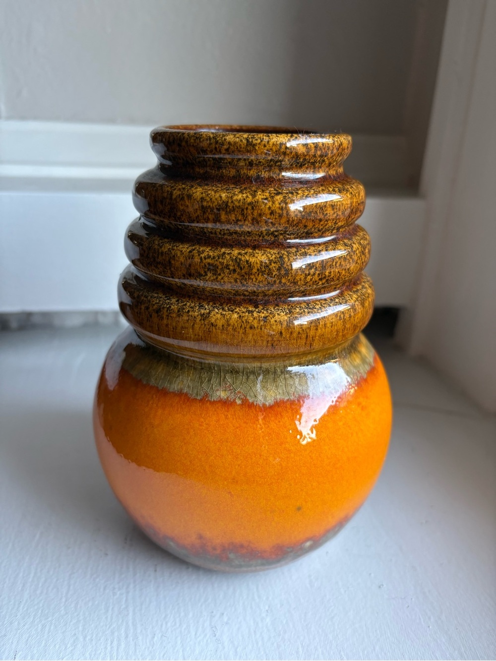 VTG Scheurich Earthy Brown Orange Vase Series 269-15 West German 70s Retro